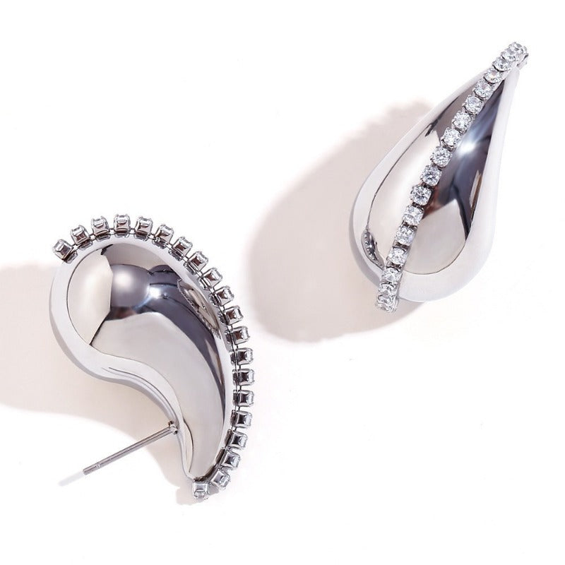 Wholesale Personalized Hollow Stainless Steel Plated 18K Gold Geometric Water Drop Three-dimensional Exaggerated Earrings